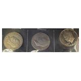Three Eisenhower Dollar Coins, 1974-1978