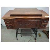 White Rotary Treadle Sewing Machine in Cabinet