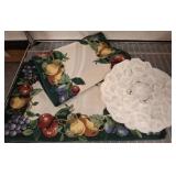 Fruit-Themed place mats and runner and Lace Doily