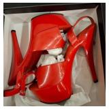 Pleaser Red Platform Heels, Size 8