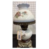 Glass Table Lamp With Floral Motif