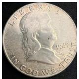 1949 Benjamin Franklin Half Dollar Coin