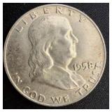 1958 Benjamin Franklin Half Dollar Coin