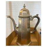 Silver-Tone Metal Coffee Pot with Hinged Lid