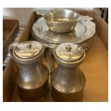 Pewter Plates, Bowl, and Shaker Set