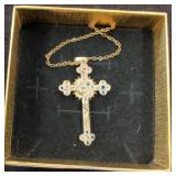 Gold-Tone Necklace with Cross Pendant