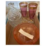 Glassware Set With Pink and Gold Highlights