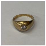 14K Gold Ring with Clear Stone Accent
