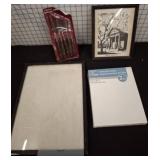 Art Supplies Lot with Framed Print and Canvases