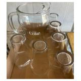 Coca-Cola Glass Pitcher and Glass Set