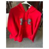 Red Under Armour Hoodie with Logo, Size 2XL