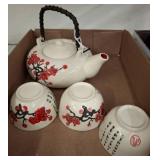 Ceramic Teapot Set with Floral Design