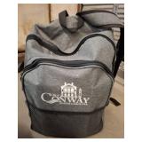 Gray Backpack With Assorted Books