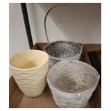 Woven Baskets and Ceramic Planter