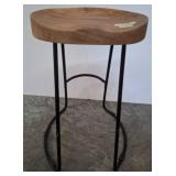 Wood-Top Stool with Metal Base