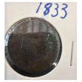 1833 large cent ï¿½in Protective Holder