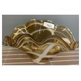 Ruffled Edge Glass Bowl with Swirled Design