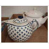 Two Ceramic Teapots, Boleslawiec and Russ Berrie