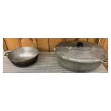 Two Aluminum Cooking Pots with Handles and Lid
