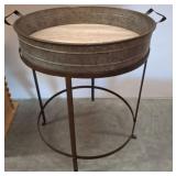 Metal Tub Table With Detachable Wooden Top