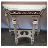 White Painted Wood Console Table with Carvings