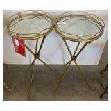 Gold Metal and Glass Accent Tables