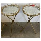 2 Gold-Tone Metal and Glass Accent Tables