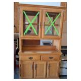 Oak Hutch With Glass-Front Display Cabinet