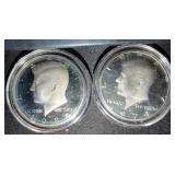 1984 and 1974 Kennedy Half Dollar Coins in Cases