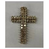 Gold 10k ï¿½Cross Pendant with Clear Stones