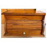 Wooden Roll-Top Bread Box with Knob Pull