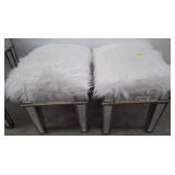 Metal Stools with Faux Fur Upholstery