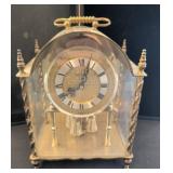 Brass Mantel Clock with Glass Panels