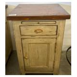 Painted Wood Cabinet With Drawer and Shelf
