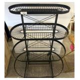 Black Metal Four-Tier Rolling Storage Rack