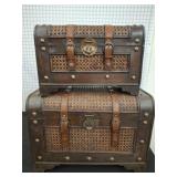 Two Wicker and Wood Storage Chests