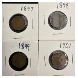 1897-1901 Indian Head Cents in Cardboard Holders