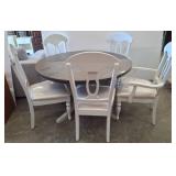 Round Wooden Dining Table, Five Chairs