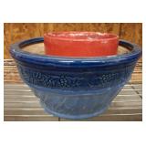 Blue Glazed planter and Red glazed Planter