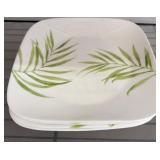 Corelle Vitrelle Plates with Green Leaf Design