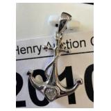 925 Silver Anchor Pendant with Heart Detail