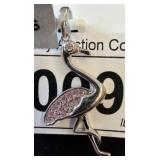 Sterling Silver Flamingo Pendant with Pink Stones