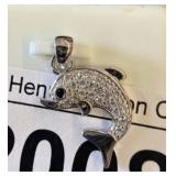 Sterling Silver Dolphin Pendant with Stones