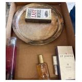 Lot: Tray, Book, and Cologne