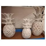 Three Whitewashed Carved Pineapple Figures