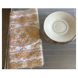 Lenox Solitaire Saucers and Gold Tablecloth