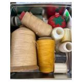 Metal Tin with Assorted Thread Spools