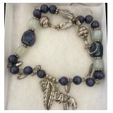Beaded Necklace with Charms and Metal Accents
