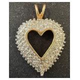 10K Gold Heart Pendant with ï¿½Stones
