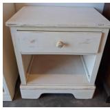 White Wooden Nightstand with Single Drawer
